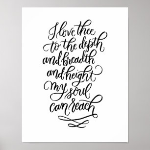 Poster Je t'aime Poème écrit à la main en noir