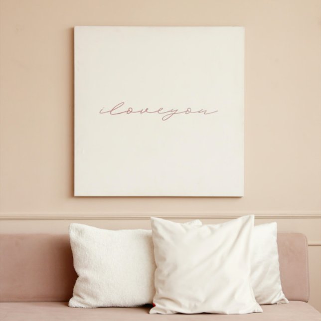 Poster je t'aime | rose rose faux feuille | art minimalis (Créateur téléchargé)
