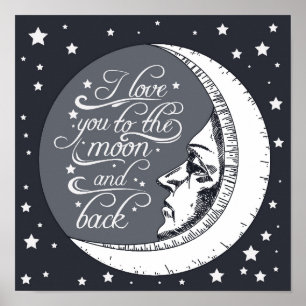 Poster Je T'Aime Sur La Lune Et De Retour