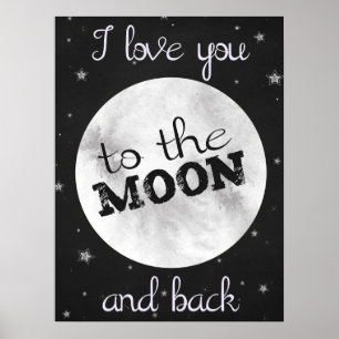 Poster Je t'aime sur la lune et de retour avec la lune et