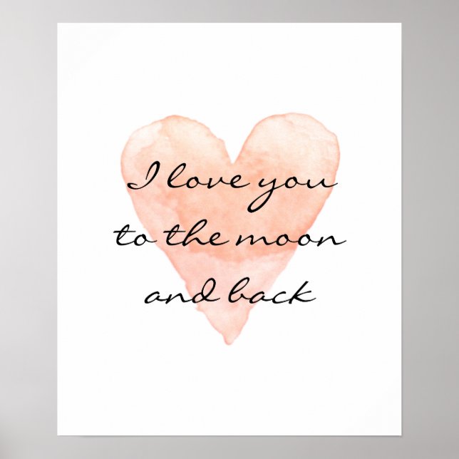 Poster Je t'aime sur la lune et l'affiche de l'aquarelle  (Devant)