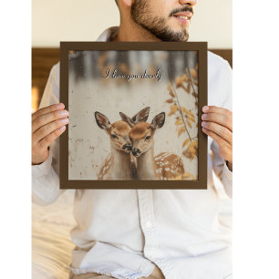 Poster Je t'aime tendrement Murale de faons jumeaux dans 