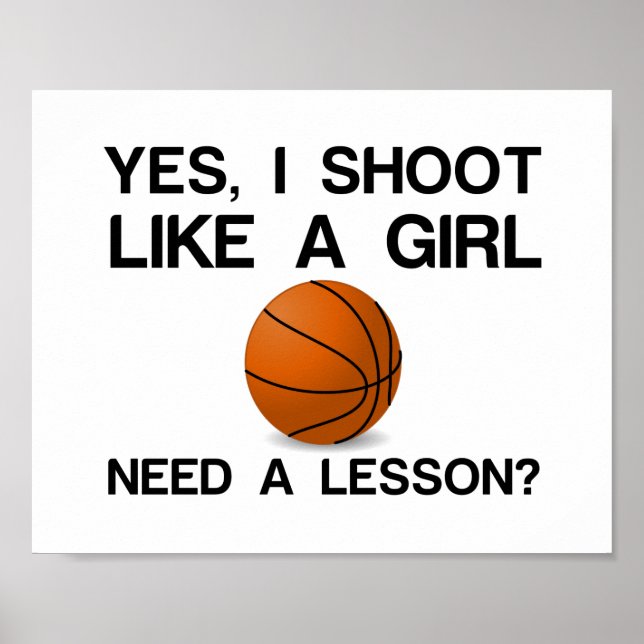 POSTER JE TIRE COMME UNE FILLE BASKETBALL (Devant)