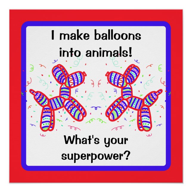 Poster Je transforme les ballons en animaux tordus (Devant)