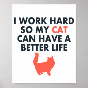 Poster Je Travaille Dur Citation De Chat Drôle Pour Les A