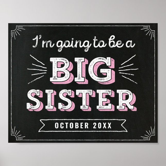 Poster Je vais être une grande soeur Custom 8x10 Sign (Devant)