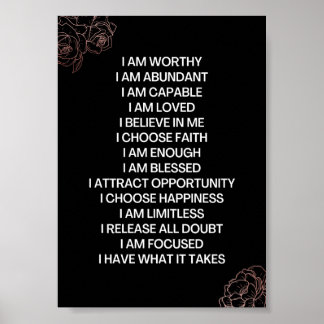 POSTER JE VAUDRAIS UNE AFFIRMATION POSITIVE