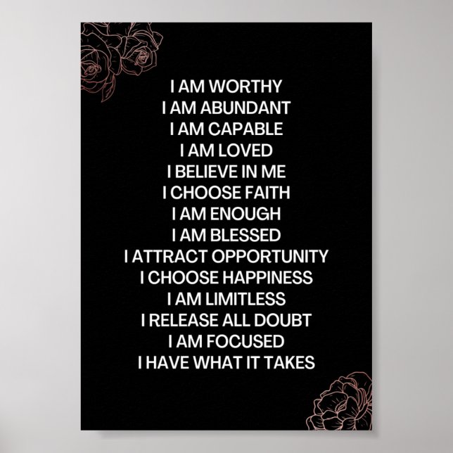 POSTER JE VAUDRAIS UNE AFFIRMATION POSITIVE (Devant)