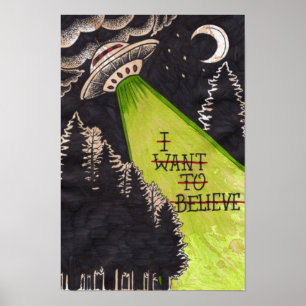 Poster Je veux croire, Film Rétro 90s, Alien UFO