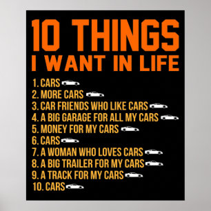 Poster Je Veux Des Voitures Dans La Vie Mécanique Auto Mé