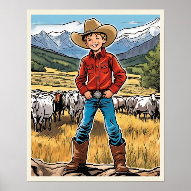 Poster Je Veux Être Un Jeune Cowboy Art Graphique (Devant)