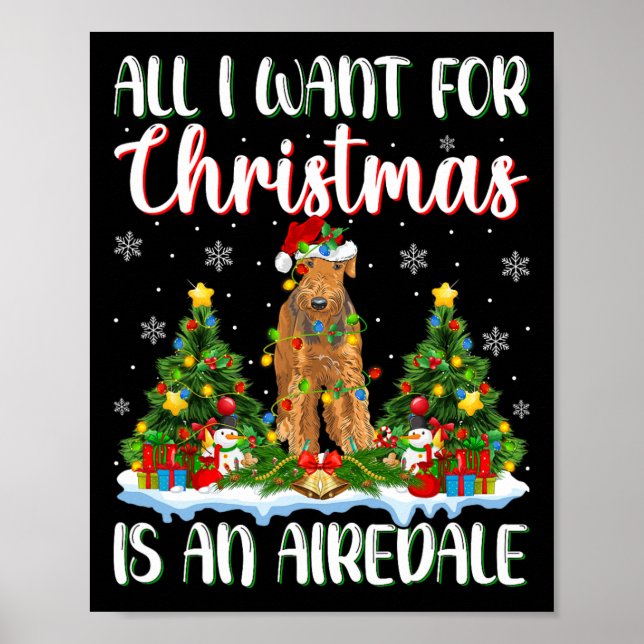 Poster Je Veux Pour Noël Est Un Chien Airedale Terrier Xm (Devant)