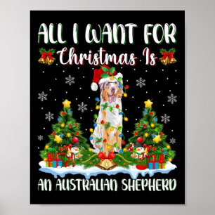Poster Je Veux Pour Noël Est Un Chien Berger Australien