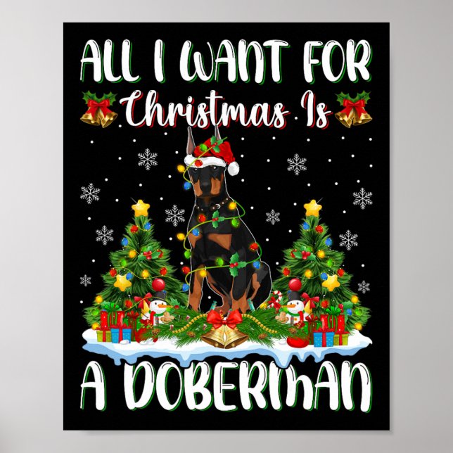 Poster Je Veux Pour Noël Est Un Chien Doberman Xmas Tree  (Devant)