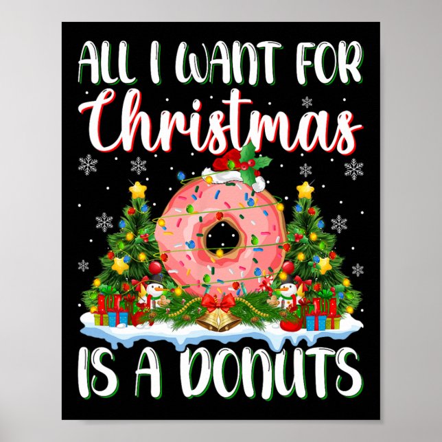 Poster Je Veux Pour Noël Est Un Donuts Les Lumières Des A (Devant)