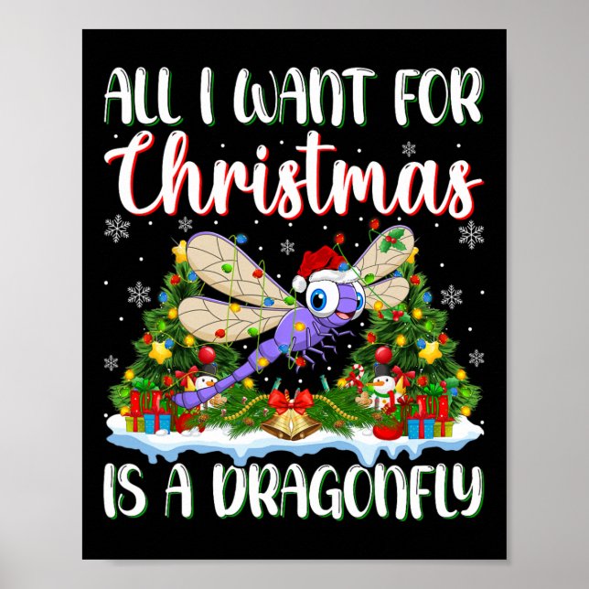 Poster Je Veux Pour Noël Est Une Dragonfly Xmas Tree Ligh (Devant)