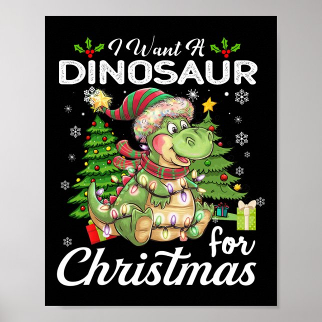 Poster Je Veux Un Dinosaure Pour Noël De Mignons Cadeaux  (Devant)