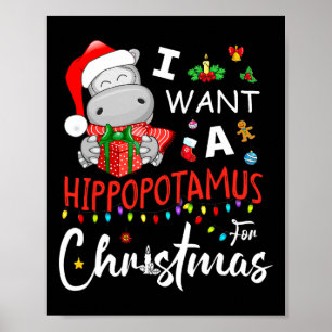 Poster Je Veux Un Hippopotame Pour Le Pajamas De Noël Pèr