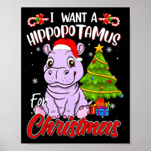 Poster Je veux un hippopotame pour Noël Hippo
