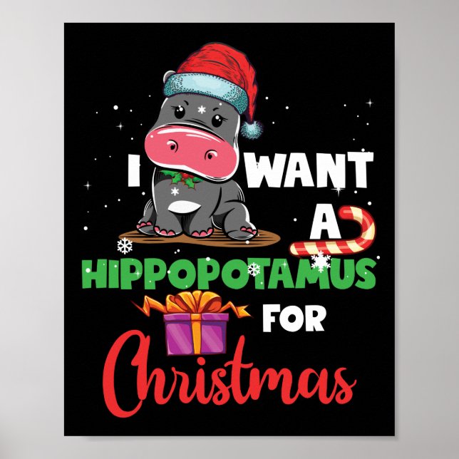 Poster Je Veux Un Hippopotame Pour Noël Hippo De Noël (Devant)
