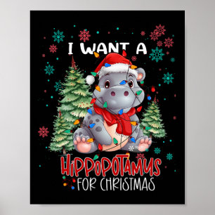 Poster Je Veux Un Hippopotame Pour Noël Hippo De Noël Pou