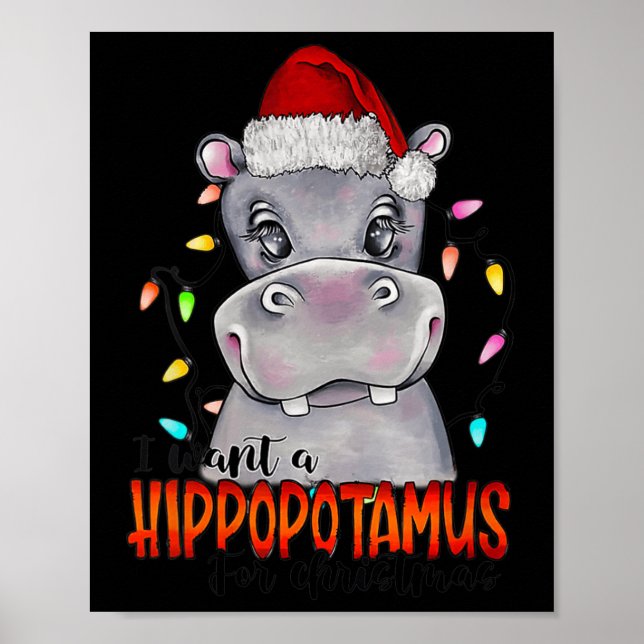 Poster Je Veux Un Hippopotame Pour Noël Hippo Xmas 4 (Devant)