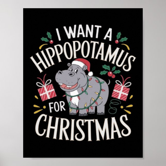 Poster Je Veux Un Hippopotame Pour Noël Noël Pour Hommes  (Devant)