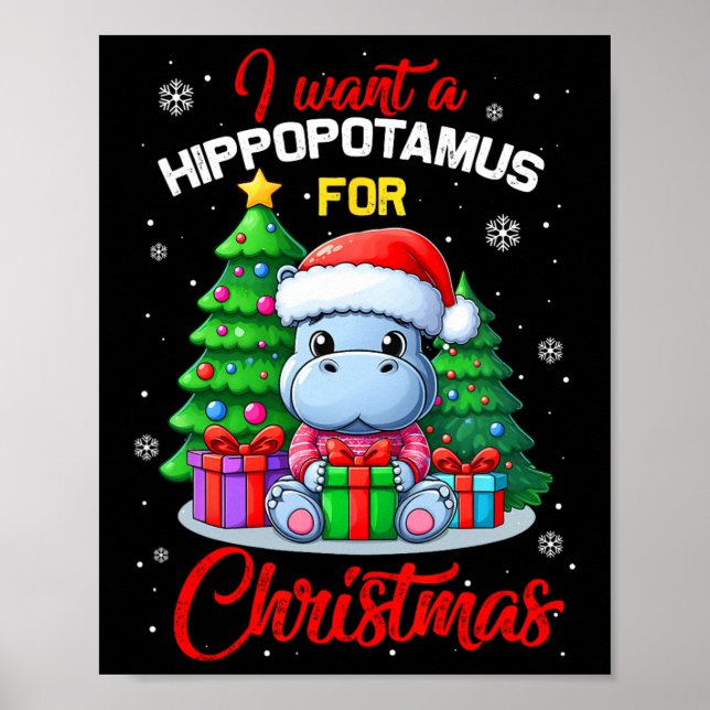 Poster Je Veux Un Hippopotame Pour Un Hippopotame De Noël (Devant)