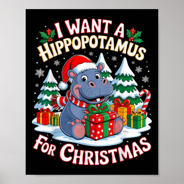 Poster Je Veux Un Hiptamus Pour Noël Xmas Hip Pour Kid W (Devant)