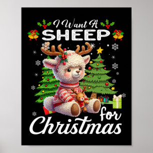 Poster Je Veux Un Mouton Pour Noël Mignonnes Cadeaux Noël