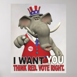 Poster Je Veux Vous - Pensez Red Vote Droite