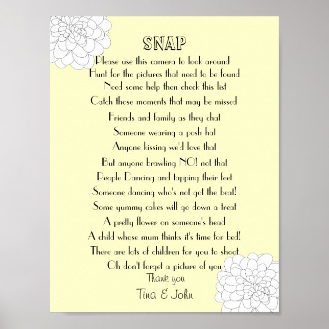 Poster Je vois jeu de photo de mariage instantané (Devant)