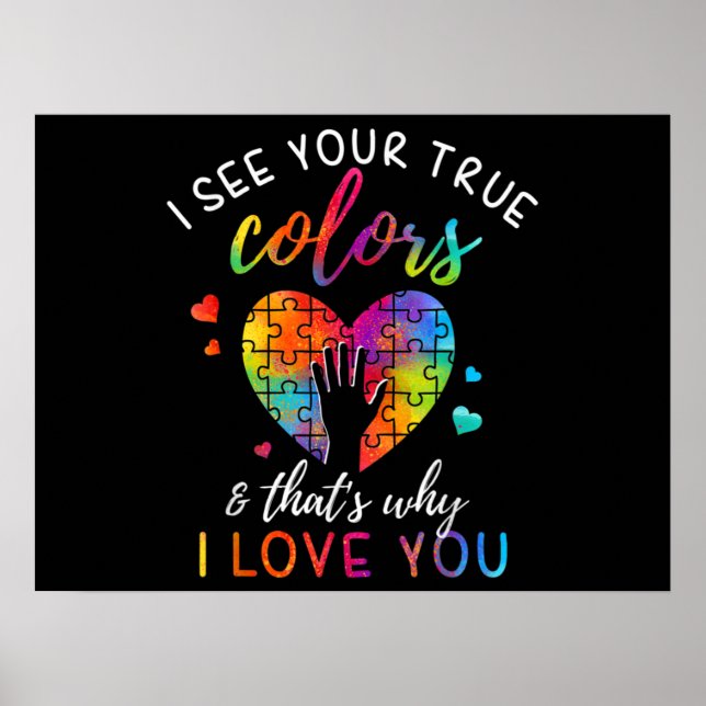 Poster Je Vois Vos Vrais Couleurs, Puzzle L'Autisme Mondi (Devant)