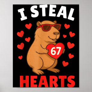 Poster Je vole 67 cœurs Saint-Valentin 67 Meme 6 7 Capy