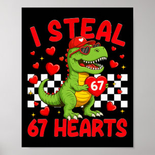 Poster Je vole des cœurs 67 Saint-Valentin 67 Dinosaure T