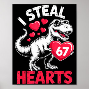 Poster Je vole des cœurs 67 Saint-Valentin 67 Meme 6 7 T-