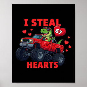 Poster Je vole des cœurs 67 Saint-Valentin 67 Meme 6 7 T-
