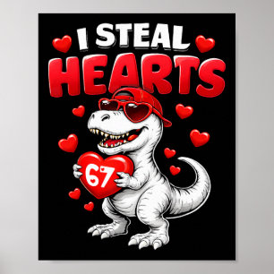 Poster Je vole des cœurs T Rex Saint-Valentin 67 Meme 6 7