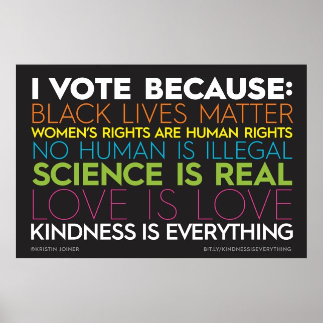 Poster Je Vote Parce Que... La gentillesse est tout signe (Devant)