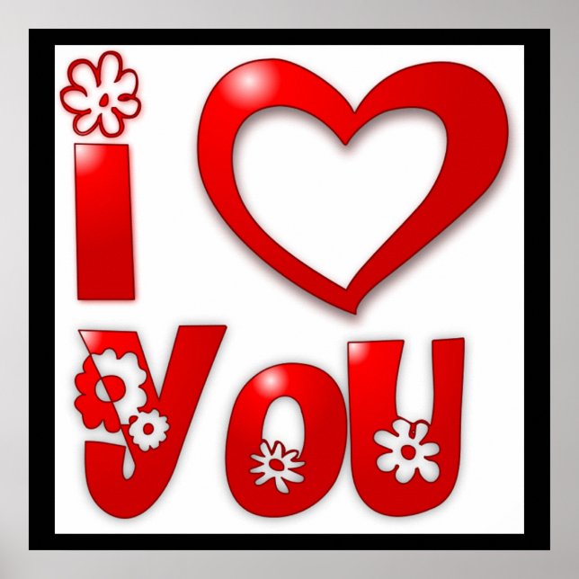 POSTER "JE VOUS AIME" FLEURS SUPER (Devant)