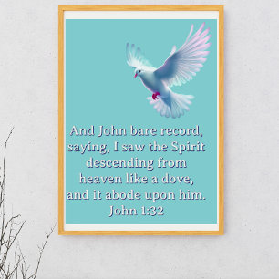 Poster Jean 1:32 Descendant Dove Bleu chrétien