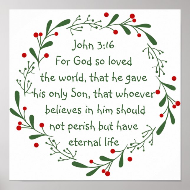 Poster Jean 3:16 Car Dieu a tant aimé le monde Noël (Devant)