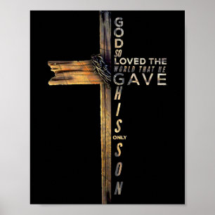 Poster Jean 3_16 Croix Chrétienne Bible Mise à jour 2025