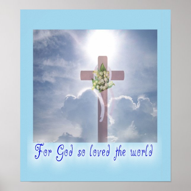 Poster Jean 3:16, Croix dans les nuages (Devant)