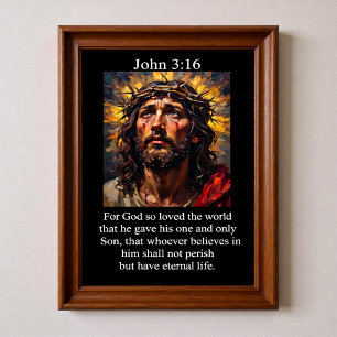 Poster Jean 3:16 Crucifixion Passion Christ Couronne d'Ép