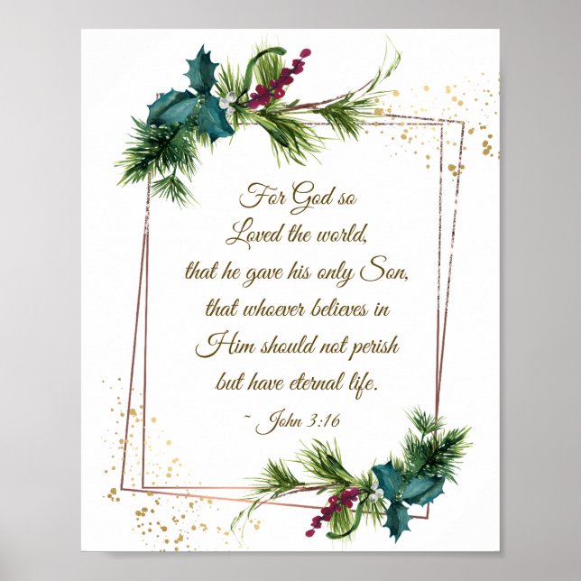 Poster Jean 3:16 Dieu si aimé le monde Noël (Devant)