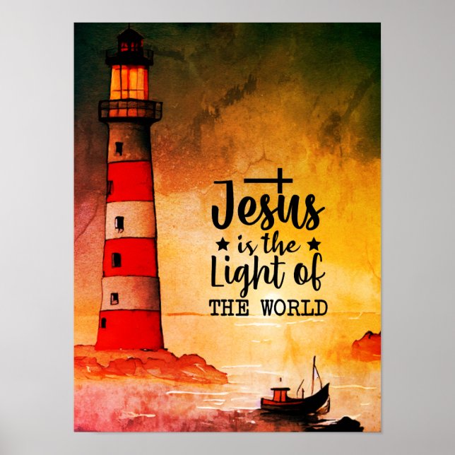 Poster Jean 8 Jésus est la Lumière du Phare Mondial (Devant)