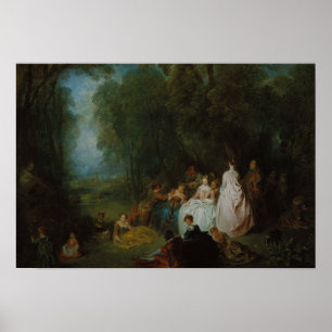 Poster Jean-Antoine Watteau - Réunion pastorale