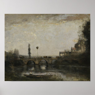 Poster Jean-Baptiste-Camille Corot - Paysage avec pont