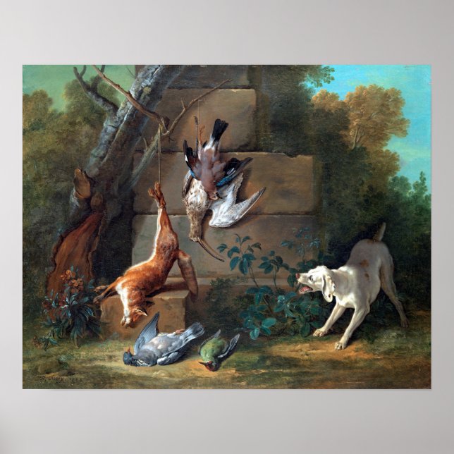 Poster Jean-Baptiste Oudry Chien Garder Le Jeu Des Morts (Devant)